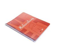 Unipapel | Cuaderno Escolar Cuadrícula 4mm | Tapa Plastica | Rojo | Matemáticas | Tamaño Folio | 80 Hojas Papel 90 Gramos | Margen Azul | Uniclase | Espiral Coil-lock | Paperclas90g | Certificado FSC