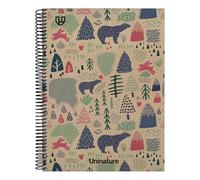 Unipapel - Cuaderno Reciclados a4 Tapa Dura, Cuadriculado 4x4, Cartón y Papel Kraft 100% Reciclados, 80 Hojas 90 gramos, Uninature Design Alaska, FSC Recycled 100%, Perfecto Material Escolar