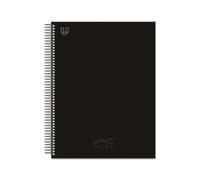 Unipapel - Cuadernos Tapa Dura a4 + Galgo Negro, 100 Hojas Lisas Papel Microperforadas Paperclas100g Premium, 4 Taladros, 5 Bandas Color, Plastificado Antirrayadura, Espiral Seguridad Coil-lock