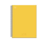 Unipapel - Cuadernos Tapa Dura a5 + Galgo Amarillo, Cuadrícula 5x5, 100 Hojas Paperclas100g Premium, Microperforadas 4 Taladros, 5 Bandas Color, Plastificado Antirrayadura, Espiral Seguridad Coil-lock