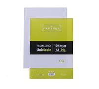 Unipapel Paquete de Hojas Lisas, 90 g, Papel Super Resistente Extrablanco Paperclas90G, sin Margen, Paper, Blanco, A4, 100
