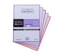 UNIPAPEL 53392398 Recambio 100 Hojas A4, 5 Bandas Colores Pastel, Cuadrícula 5x5, 90g, Papyrus - Unicolor 5