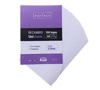 Unipapel Recambio de Hojas con Pauta 3,5 mm, 90 g, con Margen, 4 Taladros, Paper, Multicolor, A4, 100 Unidades