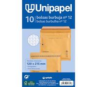 Unipapel - Sobres Acolchados Kraft con Papel de Burbujas Interior, Nº 12 Medidas 120x215mm, Cierre Autoadhesivo, Pack 10 Unidades, Perfecto Para Envios Seguros y Protegidos, Certificado FSC