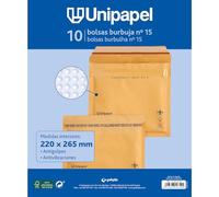 Unipapel | Sobres Acolchados Kraft con Papel de Burbujas Interior | Nº 15 Medidas 220x265mm | Cierre Autoadhesivo | Pack 10 Unidades | Perfecto Para Envios Seguros y Protegidos | Certificado FSC