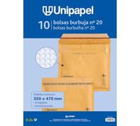 Unipapel | Sobres Acolchados Kraft con Papel de Burbujas Interior | Nº 20 Medidas 350x470mm | Cierre Autoadhesivo | Pack 10 Unidades | Perfecto Para Envios Seguros y Protegidos | Certificado FSC