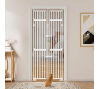 Unipaws Puerta extra alta para gatos, 86 pulgadas de alto, 3 pilares mejorados, cierre automático, sin perforaciones, puerta de seguridad para gatos y perros