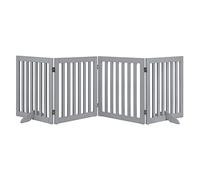 unipaws Puerta para Perros Plegable, Valla Interior de Madera con Patas de Apoyo, Corralito para Mascotas sin Montaje (61 cm, 4 Paneles, Gris)
