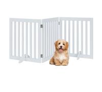 unipaws Puerta para Perros Plegable, Valla Interior de Madera con Patas de Apoyo, Corralito para Mascotas sin Montaje (61 cm, 3 Paneles, Blanco)