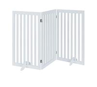 unipaws Puerta para Perros Plegable, Valla Interior de Madera con Patas de Apoyo, Corralito para Mascotas sin Montaje (91 cm, 3 Paneles, Blanco)