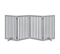 unipaws Puerta para Perros Plegable, Valla Interior de Madera con Patas de Apoyo, Corralito para Mascotas sin Montaje (91 cm, 4 Paneles, Gris)
