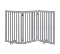 unipaws Puerta para Perros Plegable, Valla Interior de Madera con Patas de Apoyo, Corralito para Mascotas sin Montaje (91 cm, 3 Paneles, Gris)