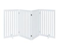 unipaws Puerta para Perros Plegable, Valla Interior de Madera con Patas de Apoyo, Corralito para Mascotas sin Montaje (91 cm, 4 Paneles, Blanco)