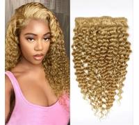 Unipearl Extensiones de cabello humano con clip profundo, 45 cm, 8 unidades, 120 g, #27, rubio miel, extensiones de cabello para mujeres, extensiones de pelo Remy ondulado en agua