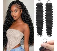 Unipearl Feather Crochet Human Hair Bundles - Extensiones de cabello humano con pelo ondulado y húmedo sin nudos invisibles, 55 cm, 120 g, color negro natural #1B (100 unidades)