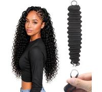 Unipearl Paquete de 50 mechones de pelo humano de Feather Crochet para mujeres negras, 55 cm, 60 g, pelo humano rizado profundo, ondulado, invisible, sin nudos, extensiones de pelo humano natural #1B