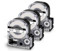 UniPlus 3x Cinta de Etiquetas Compatible Como Reemplazo de la Cinta de Etiquetas SS12KW LC-4WBN4 LC-4WBN9 de 12 mm x 8 m, para LabelWorks LW-300 LW-300L LW-400 LW-500 LW-600P LW-700 LW-900P LW-C410
