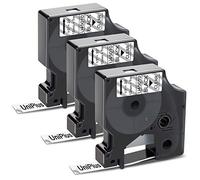 UniPlus 3x Cintas de Etiquetas Compatible para Dymo D1 45010 S0720500 12mm x 7m Negro sobre Transparente para Dymo LabelManager 160 200 210D 220P 280 500Ts LabelPoint 150 250 300 LabelWriter 450 Duo