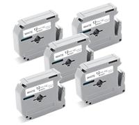 UniPlus 5 Pack Cinta de Etiquetas Compatible con Brother MK 231 MK-231 M-K231 12mm Negro sobre Blanco Etiquetas para PT-65 PT-70 PT-100 PT-110 PT-80 PT-85 PT-90 PT-45M Impresoras