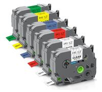 UniPlus 6x Compatible de Cinta de Etiquetas para Brother Tze-141 Tze-241 Tze-441 Tze-541 Tze-641 Tze-741 para P-Touch PT-D400 D400VP E550W P750W D600VP 1830VP P700 2430 D450VP D800W P710BT 18mm x 8m