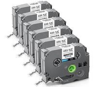 UniPlus 6x Compatible Tze-231 para Brother P-touch Tapes 12mm TZe231 Tz 231 Tzc231 Cinta Laminada Negro sobre Blanco para P-Touch PT-H100lb PT-H105 PT-D210 PT-E110 PT-H100r PT-H108 PT-1010 PT-1000