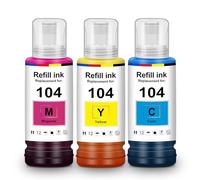 UniPlus E104 Tinta Compatible para Epson E104 Color Cartucho Multipack Ink Refill Compatible para Epson Ecotank ET-2870 ET-2812 ET-2826 ET-2830 ET-2820 ET-4800 ET-2840 ET-2811 ET-1810 ET-4810 ET-2821