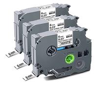 UniPlus Hse-211 Cinta Tubo Termorretráctil Compatible con Brother Hse211 HS211 HS-211 para P-Touch PT-E300VP PT-E500VP PT-E550WVP PT-H300 PT-H300LI 8,8mm x 1,5m Negro sobre Blanco Paquete de 3