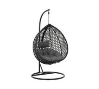 Uniprodo Silla colgante exterior con armazón y asiento plegable en colores negro y gris Sillón colgante de jardín y terraza
