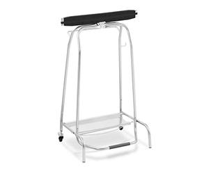 Uniprodo Soporte para Bolsas de Basura Negro y Plateado con Pedal 2 Ruedas pivotantes con Freno Soporte para Bolsas de residuos Soporte de Saco Amarillo Soporte para Sacos de Basura Portabolsas