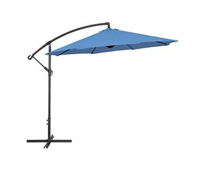Uniprodo Uni-umbrellla-R300BL-N Sombrilla para jardín, Parasol grande para terraza exterior, Protección UV 50+, Base en Cruz, Impermeable, Inclinable y Giratorio, redonda, diámetro de 300 cm, Azul