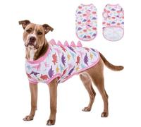 UNIPUP Camiseta de protección solar UPF 50+ para perro, chaleco refrescante sin mangas para perros grandes, camiseta de secado rápido para mascotas con divertidos cuernos de dinosaurio, ropa