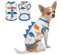 UNIPUP Disfraz de dinosaurio con protección solar UPF 50+ para perro, chaleco refrescante sin mangas para perros pequeños, camiseta de secado rápido para mascotas con cuernos divertidos, ropa