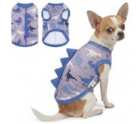 UNIPUP Disfraz de dinosaurio con protección solar UPF 50+ para perro, chaleco refrescante sin mangas para perros pequeños, camiseta de secado rápido para mascotas con cuernos divertidos, ropa