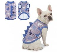 UNIPUP Disfraz de dinosaurio con protección solar UPF 50+ para perro, chaleco refrescante sin mangas para perros medianos, camiseta de secado rápido para mascotas con cuernos divertidos, ropa