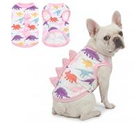 UNIPUP Disfraz de dinosaurio con protección solar UPF 50+ para perro, chaleco refrescante sin mangas para perros medianos, camiseta de secado rápido para mascotas con cuernos divertidos, ropa