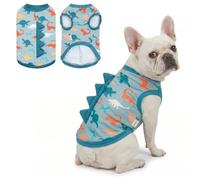 UNIPUP Disfraz de dinosaurio con protección solar UPF 50+ para perro, chaleco refrescante sin mangas para perros medianos, camiseta de secado rápido para mascotas con cuernos divertidos, ropa