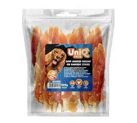 UNIQ Pets Filete de pechuga de pollo para perros sobre piel de vacuno, 500 g, aperitivo para perros sin trigo para perros grandes, aperitivo masticable para perros