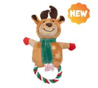 UNIQ PETS JUGUETE DE PELUCHE PARA PERROS SQUEAKIES mordedor con forma de reno y chirriador 25 x 35 cm