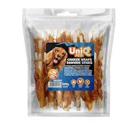 UNIQ Pets Perros masticables con carne de pollo 500 g - Huesos masticables para perros pequeños y medianos I Delicioso aperitivo sin gluten I aperitivo para perros para el cuidado dental I Rodillo