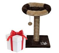 UNIQ PETS poste rascador para gatos con cama 46 cm + ¡Sorpresa para el Gato GRATIS!