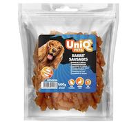 UniQ Pets Snack de conejo para perros, salchicha, 90 % carne, monoproteína, aperitivo para entrenamiento cachorro senior 500 g