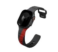 UNIQ STRIDE DE FKM RUBBER - Correa de reloj compatible con Apple Watch de 49/46/45/44 mm, Carbón/rojo roso, 49MM, Moda