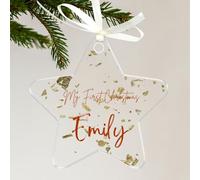 Uniqicon 12 Adornos Acrílicos En Forma De Estrella con Copos De Hoja De Oro - Decoraciones Navideñas Transparentes para Hacer Tú Mismo, Llaveros De Acrílico, Tarjetas De Lugar, Placas De Nombre