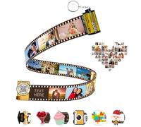uniqicon Llavero de película, Llavero personalizado con foto, de álbum de fotos con camara retro,Personalizados Regalos para Navidad Mujer Hombre