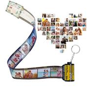 uniqicon Llavero de película, Personalizados Regalos para Navidad Mujer Hombre,Llavero personalizado con foto, de álbum de fotos con camara retro