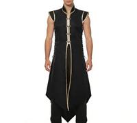 UniqKaliber Chaleco medieval vikingo para hombre, túnica renacentista, sin mangas, chaleco largo vintage, disfraz de caballero para cosplay