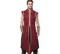 UniqKaliber Chaleco medieval vikingo para hombre, túnica renacentista, sin mangas, chaleco largo vintage, disfraz de caballero para cosplay