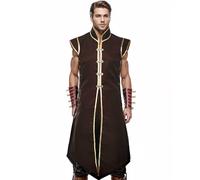 UniqKaliber Chaleco vikingo medieval para hombre, estilo renacentista, sin mangas, estilo vintage, largo, disfraz de caballero para cosplay