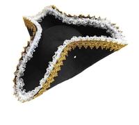 UniqKaliber Sombrero de pirata de tricornio colonial de lujo para adultos, accesorio de disfraz de bucanero, sombrero negro para temática de historia revolucionaria y fiestas de Halloween, 02-negro,
