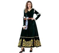 UniqKaliber Vestido de princesa valiente para mujer, vestido de cosplay de Mérida, disfraz medieval verde, trajes de Halloween